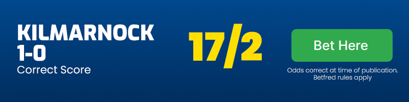Kilmarnock to win 1-0 at 17-2
