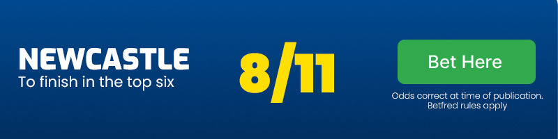 Newcastlebanner Newcastle to finish in the top six at 8/11