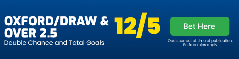 Oxford-draw and over 2. 5 goals at 12-5