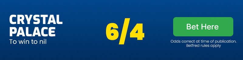 Crystal palace to win to nil at 6/4