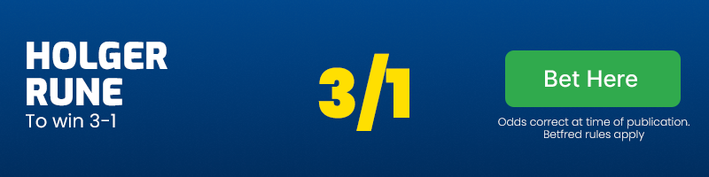 Holger rune to win 3-1 at 3/1
