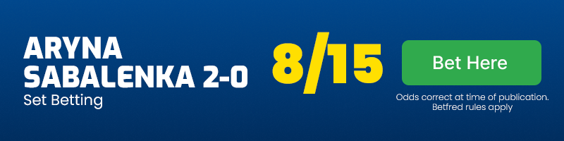 Sabalenka to win 2-0 at 8-15