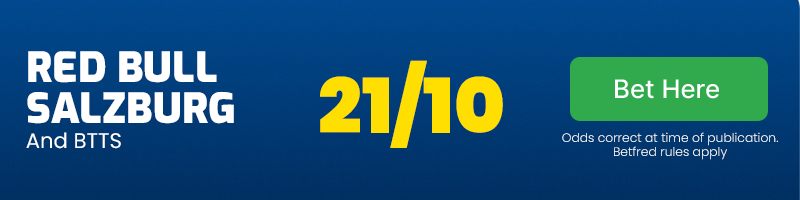 Salzburg and both teams to score at 21/10