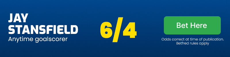 Jay stansfield anytime goalscorer at 6/4