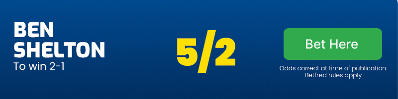Shelton to win 2-1 at 5/2