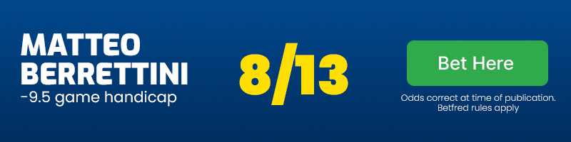 Matteo berrettini -9. 5 game handicap at 8/13