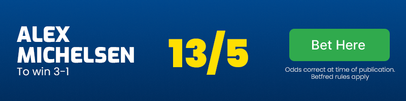 Alex michelsen to win 3-1 at 13/5