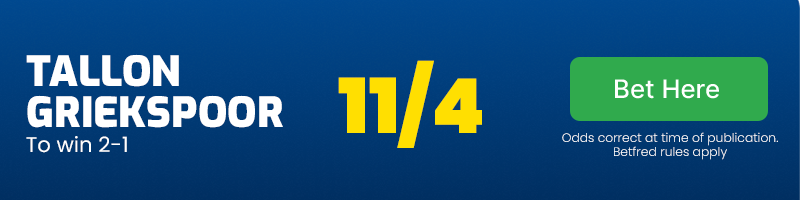 Tallon griekspoor to win 2-1 at 11/4