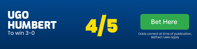 Ugo humbert to win 3-0 at 4/5