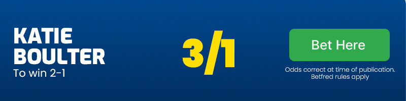 Katie boulter to win 2-1 at 3/1
