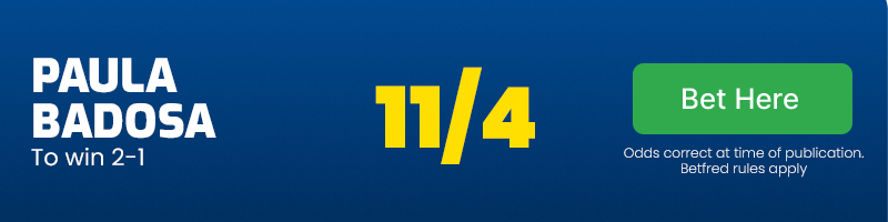 Paula badosa to win 2-1 at 11/4