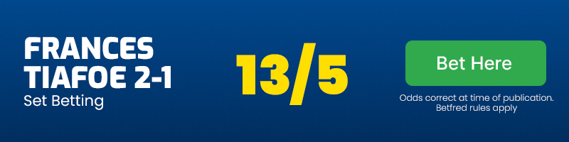 Tiafoe to win 2-1 at 13-5