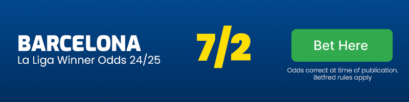 Barcelona @ 7-2 - la liga winner odds 24-25