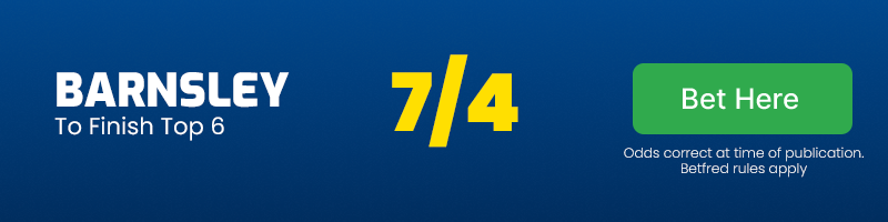 Barnsley to finish top 6 @ 7-4 - 2024-25 league 1 odds