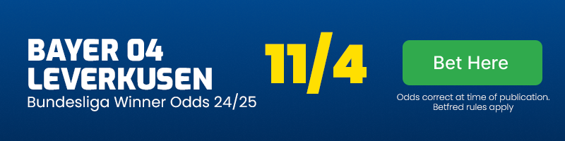 Bayer 04 leverkusen bundesliga winner odds 24-25 @ 11-4