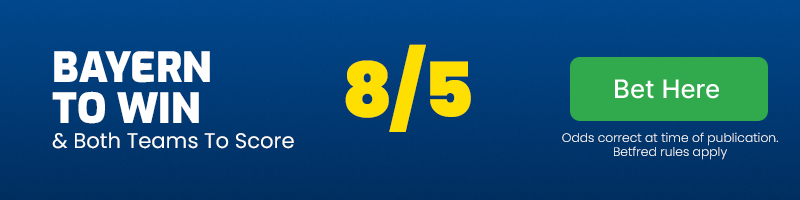 Bayern munich to beat wolfsburg & both teams to score @ 8-5