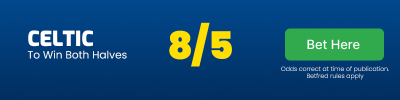 Celtic to win both halves vs st. Mirren @ 8-5