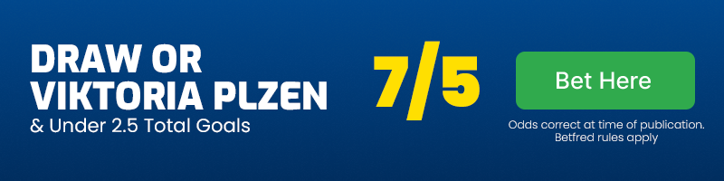 Draw or viktoria plzen & under 2. 5 total goals vs hearts @ 7-5
