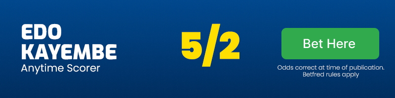 Edo kayembe anytime scorer in watford vs derby @ 5-2
