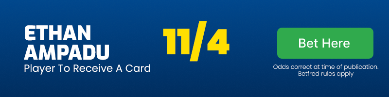 Ethan ampadu to receive a card in west brom vs leeds @ 11-4