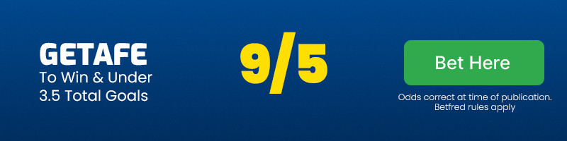 Getafe to beat rayo vallecano & under 3. 5 total goals @ 9-5