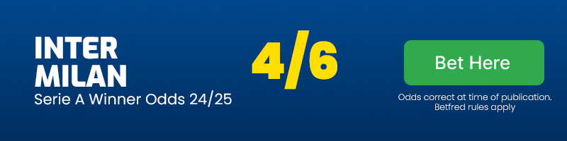 Inter milan serie a winner odds 24-25 @ 4-6
