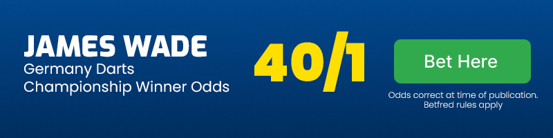 James wade @ 40-1 - german darts championship winner odds