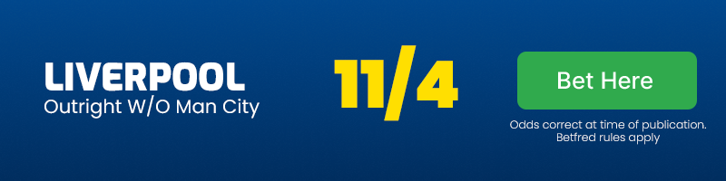 Liverpool outright without man city @ 11-4 - liverpool premier league odds 24-25