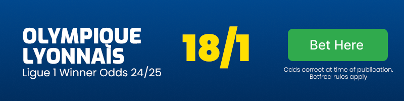 Lyon ligue 1 winner odds 24-25 @ 18-1