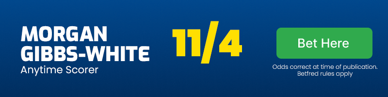 Morgan gibbs-white anytime scorer in nottingham forest vs wolves @ 11-4