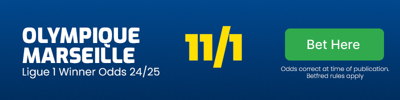 Olympique marseille ligue 1 winner odds 24-25 @ 11-1