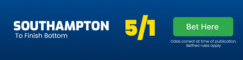 Southampton to finish bottom @ 5-1 - southampton premier league odds 24-25