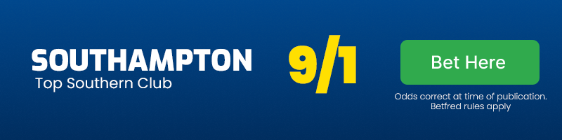 Southampton top southern club @ 9-1 - southampton premier league odds 24-25