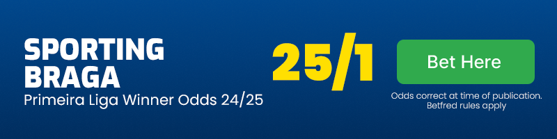 Sporting braga primeira liga winner odds 24-25 @ 25-1 Sporting braga primeira liga winner odds 24-25 @ 25-1