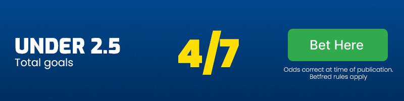 Under 2. 5 goals at 4/7