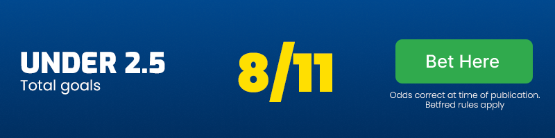 Under 2. 5 goals at 8/11