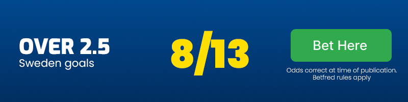 Over 2. 5 sweden goals at 8/13