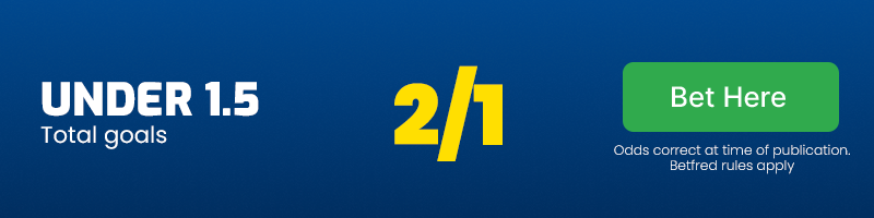 Under 1. 5 goals at 2/1