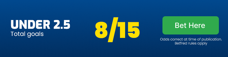 Under 2. 5 goals at 8/15