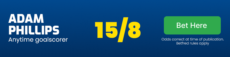 Phillips anytime goalscorer at 15/8