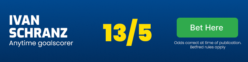 Ivan schranz anytime goalscorer at 13/5