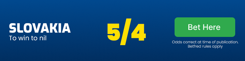 Slovakia to win to nil at 5/4