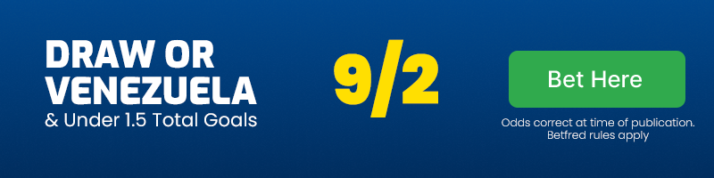 Draw or venezuela & under 1. 5 total goals vs bolivia @ 9-2