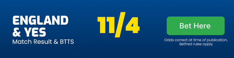 England to beat ireland & btts @ 11-4