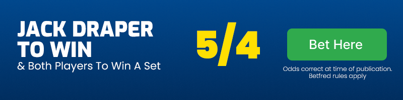 Jack draper to beat tomas machac & both players to win a set @ 5-4