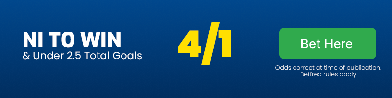 Northern ireland to beat bulgaria & under 2. 5 total goals @ 4-1